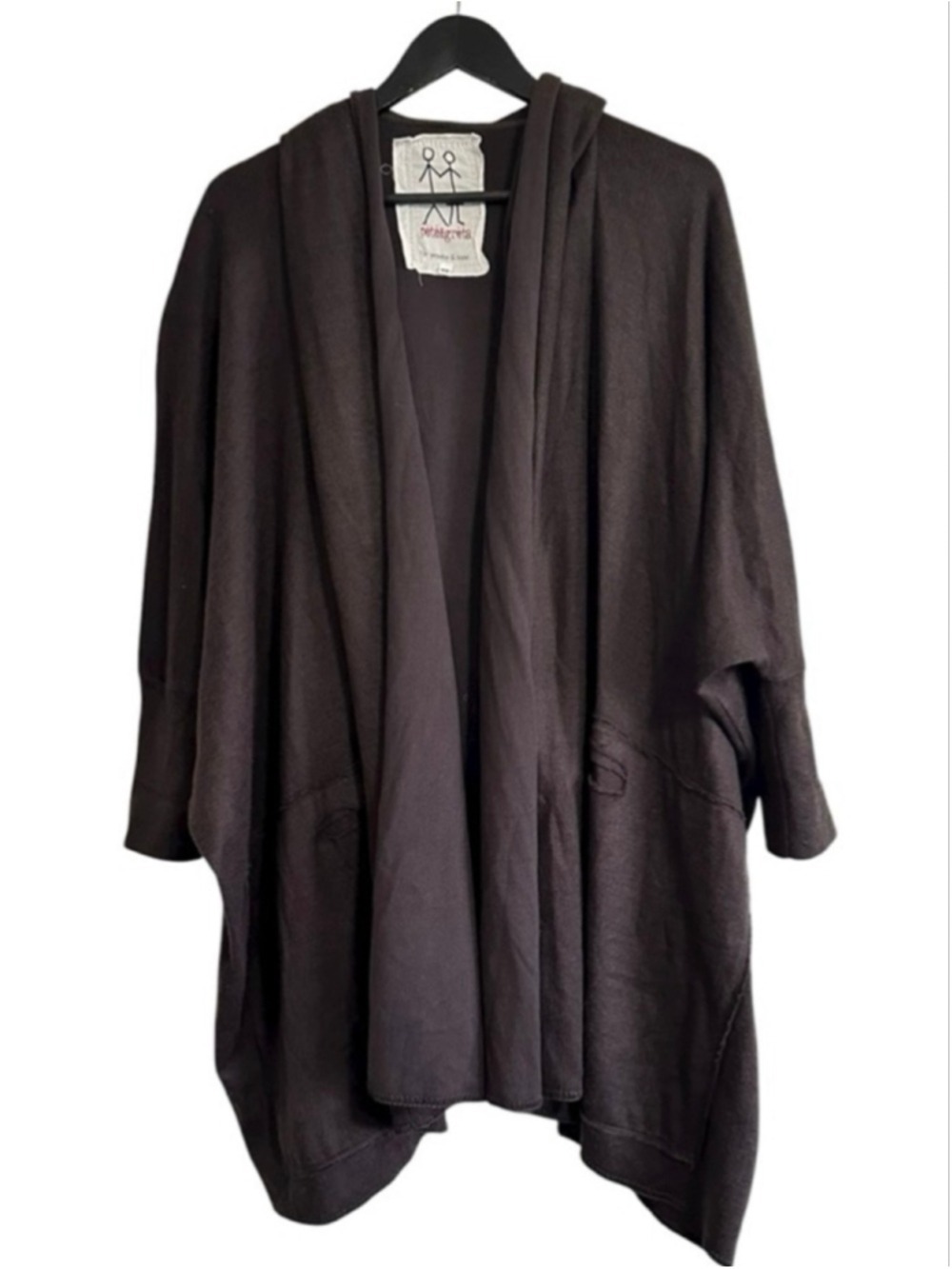 Johnny Was Pete & Greta Oversized Open Hooded Cardigan XS Brown Bohemian Travel